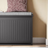 SoBuy FSR98-XL-SCH Sitzbank mit Stauraum, Schuhbank mit Aufbewahrungsbox, mit Klappe, Sitzkissen, belastbar bis 158 kg, für Flur, Wohnzimmer, 100x46x26