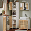 SoBuy Hochschrank, Badschrank mit Bambustür BZR127-W