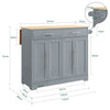 SoBuy FKW129-HG, Kücheninsel mit ausklappbarer Arbeitsplatte und versteckten Rollen 115x68,7x91 cm | Servierwagen mit 2 Schubladen, verstellbaren Ablagen und Handtuchhalter, 98 kg Tragfähigkeit, für Küche und Terrasse