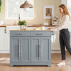 SoBuy FKW129-HG, Kücheninsel mit ausklappbarer Arbeitsplatte und versteckten Rollen 115x68,7x91 cm | Servierwagen mit 2 Schubladen, verstellbaren Ablagen und Handtuchhalter, 98 kg Tragfähigkeit, für Küche und Terrasse