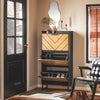SoBuy Schwarzer Schuhschrank mit 3 Türen und verstellbaren Einlegeböden – 62×24×125 cm, MDF E1, Flur, FSR164-SCH
