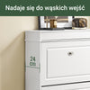 SoBuy FSR78-L-W Weißer schmaler Schuhschrank mit versteckter Push-to-Open Schublade und Metallgriffen – 75×24×96 cm, Belastbarkeit 25 kg