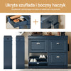 SoBuy FSR79-B Niebieska Wąska Szafka na Buty z 4 Uchylnymi Drzwiami i Blatem – 104×24×83 cm, Nośność 100 kg, 16 Par