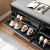 SoBuy FSR98-XL-SCH Sitzbank mit Stauraum, Schuhbank mit Aufbewahrungsbox, mit Klappe, Sitzkissen, belastbar bis 158 kg, für Flur, Wohnzimmer, 100x46x26