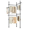 SoBuy KLS03-II-SCH Teleskop-Garderobe mit Regalen und Kleiderstangen